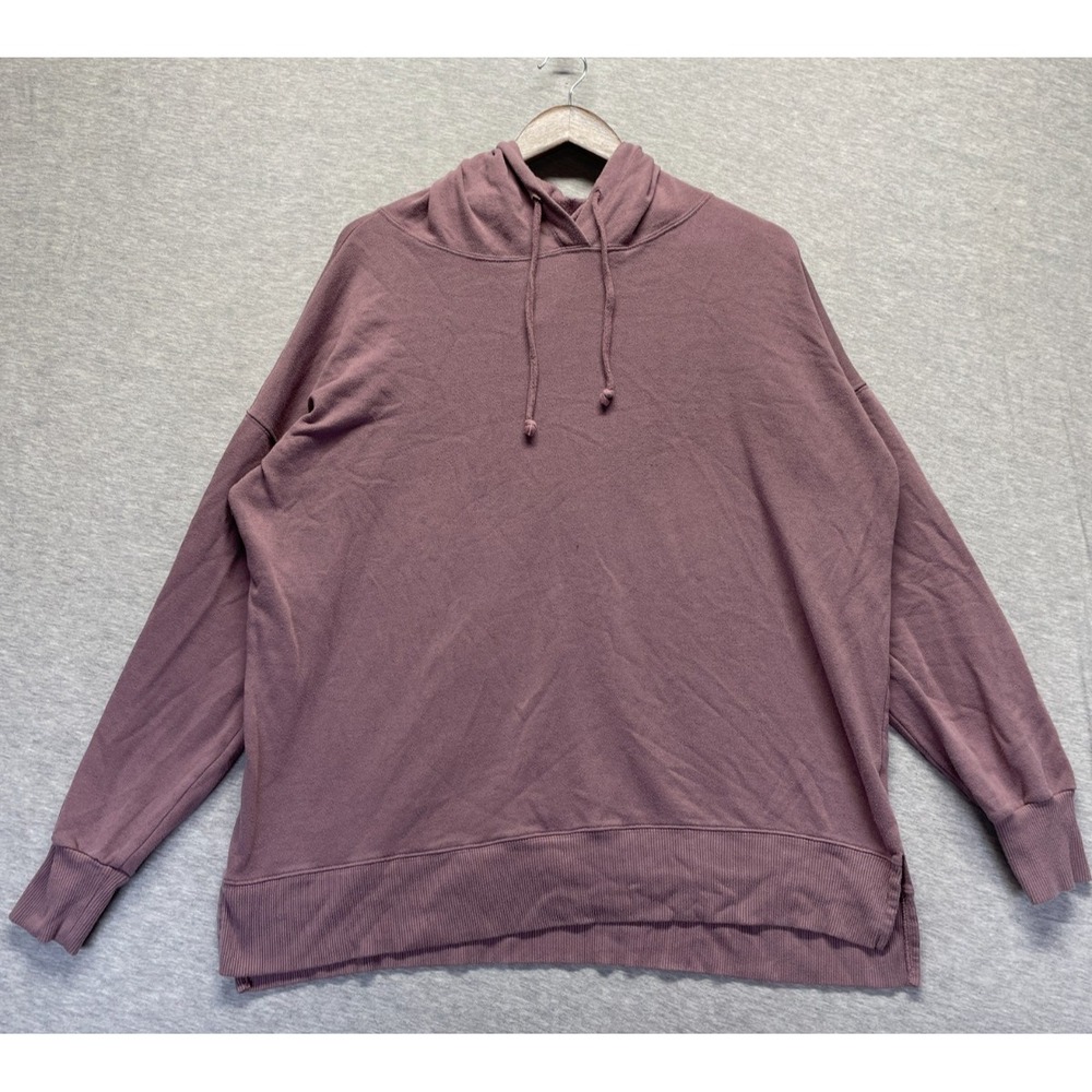 SO Lounge Life Sweatshirt Hoodie Womens Large Mauve Pink Split Hem Drop Shoulder